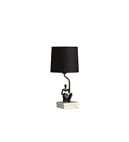 Simplie Fun 20.5" In Modern Reader Black Sitting A Gray Stack Of Books Polyresin Table Lamp