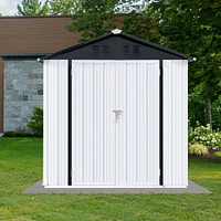 Outdoor Storage Sheds 4FTx6FT Apex Roof White+Black