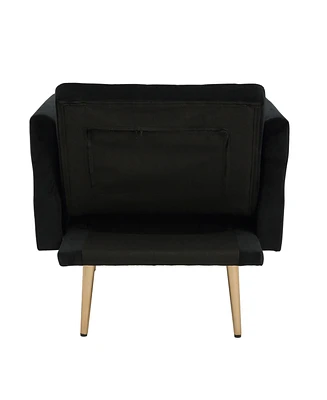 Simplie Fun Velvet Accent Chair Set with Ottoman & Gold Legs