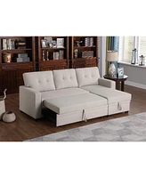 Streamdale Furniture Upholstered Pull Out Sectional Sofa With Chaise
