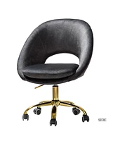 Hulala Home Modern Velvet Office Chair with Adjustable Swivel for Study Vanity