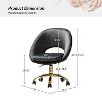 Hulala Home Modern Velvet Office Chair with Adjustable Swivel for Study Vanity