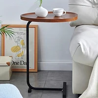 2 Pieces Brown Cshaped Side Table, Small Sofa Table For Small Spaces, Living Room, Bedroom