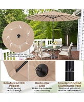 9 Ft Patio Round Market Umbrella with Push Button Tilt, Crank Handle