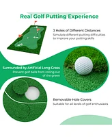 Costway 10 x 5 Ft Golf Putting Green Professional Golf Training Mat with 2 Golf Balls