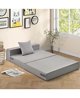 Folding Mattress with Pillow 6 Inch Tri-fold Sofa Bed with High-Density Foam