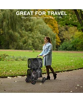 Sugift 4-in-1 Double Pet Stroller with Detachable Carrier and Travel Carriage-Black