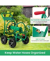 Inolait Garden Water Hose Reel Cart with 4 Wheels and Non-slip Grip - Green