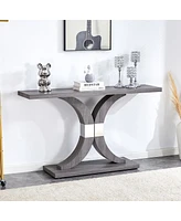 Streamdale Furniture Gray Wood Foyer Table With Stainless Steel Bracket