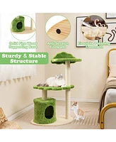 Slickblue 38 Inch Cute Cat Tree for Indoor Cats with Fully Wrapped Sisal Scratching Posts-Green