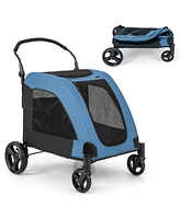 Slickblue 4 Wheels Extra Large Dog Stroller Foldable Pet with Dual Entry