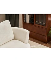 Beige Velvet Swivel Accent Chair with Gold Base