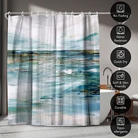 71x74 Abstract Shower Curtain - Midnight Clear by Pi Creative Art