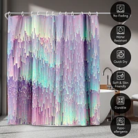 Americanflat 71x74 Shower Curtain - Abstract Design - Iridescent Glitches by Emanuela Carratoni