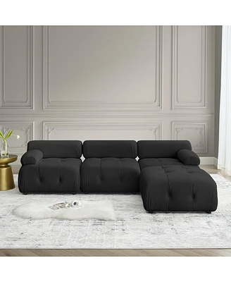 Simplie Fun Modern L-Shaped Modular Sofa with Reversible Ottoman