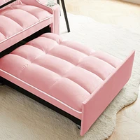 Convertible 3-In-1 Sofa Bed, Pink, Multi-Pockets
