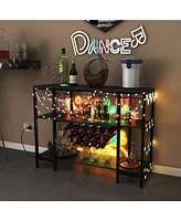 Sugift Industrial Wine Rack Bar Cabinet with Storage Shelves