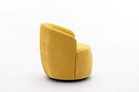 Chenille Fabric Swivel Accent Armchair Barrel Chair With Black Powder Coating Metal Ring, Yellow