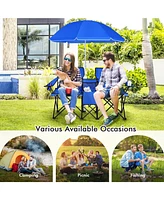 Vebreda Portable Folding Picnic Double Chair With Umbrella