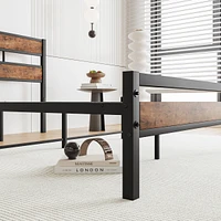 Rustic Wood Headboard Platform Bed Frame