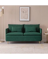 Streamdale Furniture Modern Upholstered Loveseat Sofa, Emerald Cotton Linen-63.8"