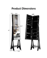 Sugift Freestanding Jewelry Cabinet Armoire Organizer with Bevel Edge Mirror