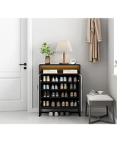 Modern Motion Sensor Night Light Shoe Cabinet with Adjustable Shelves