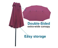 15' X 9' Double-Sided Patio Umbrella Outdoor