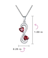 Bling Jewelry Figure Eight Modern Forever Love Infinity Double Cz Ruby Red Cubic Zirconia Hearts Necklace Pendant Sterling Silver 1618 Inches Chain