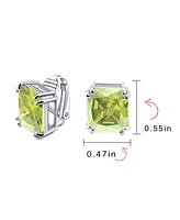 Bling Jewelry Classic Large Statement 7CT Emerald Cut Simulated Yellow Topaz Aaa Cz Solitaire Clip On Stud Earrings For Women Rhodium Plated Brass Non