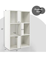 3-Tier 6 Cube White Freestanding Bookcase with Anti-toppling Device