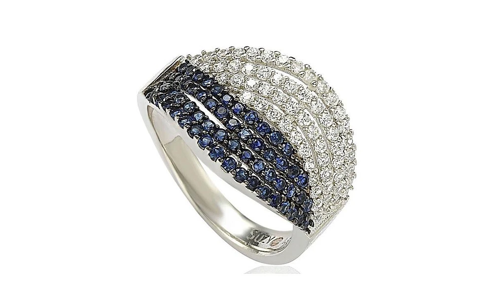 Suzy Levian New York Sterling Silver Cubic Zirconia Pave Weave Ring