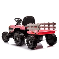 Streamdale Furniture Ride On Tractor With Trailer, 12V Battery Powered Electric Tractor Toy with Remote Control