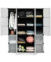 Sugift 20-Cube Diy Plastic Cube Storage Organizer with Doors