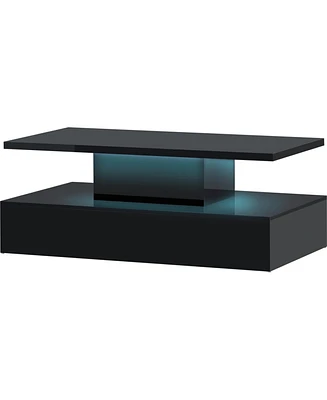 Simplie Fun Coffee Table Cocktail Table Modern Industrial Design With Led Lighting