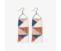 Ink + Alloy Brooke Triangles Beaded Fringe Earrings Rust