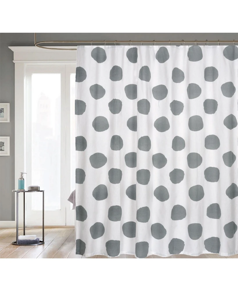 Kate Aurora Contemporary Art Oversized Polka Dots Fabric Shower Curtain