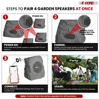 5 Core Outdoor Speakers Bluetooth Waterproof Linkable Tws Patio Pool Garden Wireless 10W Rms Solar Rock Speaker w Rgb Light