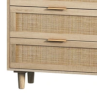 59.06"6-Drawers Rattan Storage Cabinet Rattan Drawer, For Bedroom, Living Room, Natural
