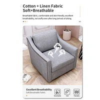 Streamdale Furniture Swivel Armchair in Cotton Linen with Brass Accents