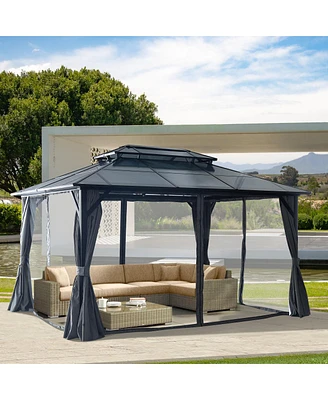 Streamdale Furniture 10'x13' Hardtop Gazebo with Curtains and Netting