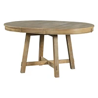 Simplie Fun Farmhouse Round Extendable Dining Table With 16 Leaf Wood Kitchen Table