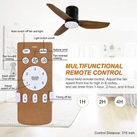 Streamdale Furniture Simple Deluxe 40-Inch Ceiling Fan With Led Light And Remote Control, 6-Speed Modes, 2 Rotation