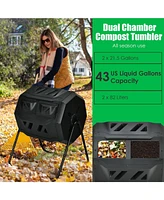 Slickblue 43 Gallon Composting Tumbler Compost Bin with Dual Rotating Chamber
