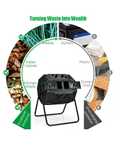 Slickblue 43 Gallon Composting Tumbler Compost Bin with Dual Rotating Chamber