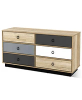 Slickblue 6 Drawers Double Dresser Accent Storage Tower for Bedroom Hallway Entryway