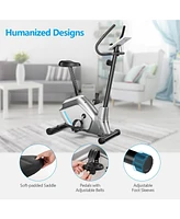 Slickblue Magnetic Stationary Upright Exercise Bike with Lcd Monitor and Pulse Sensor