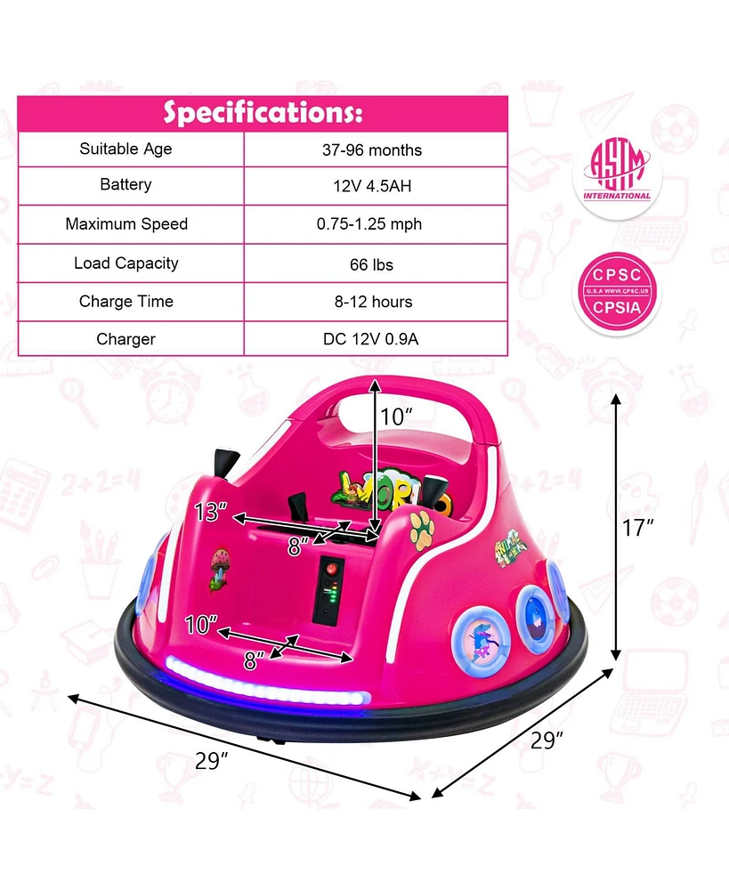 Slickblue 12V Electric Ride On Car with Remote Control and Flashing Led Lights
