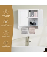 Sugift Wall Mounted Bathroom Storage Medicine Cabinet with Towel Bar