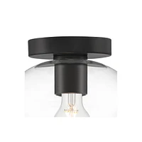 Possini Euro Design Gustin Modern Ceiling Light Semi Flush-Mount Fixture 8 3/4" Black Metal Clear Glass Shade for Bedroom Kitchen Living Family Room H